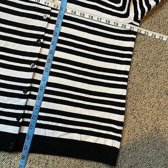 Lord & Taylor Women’s 1X Modal Cotton Cardigan Sweater Black White striped Soft - Picture 2 of 8